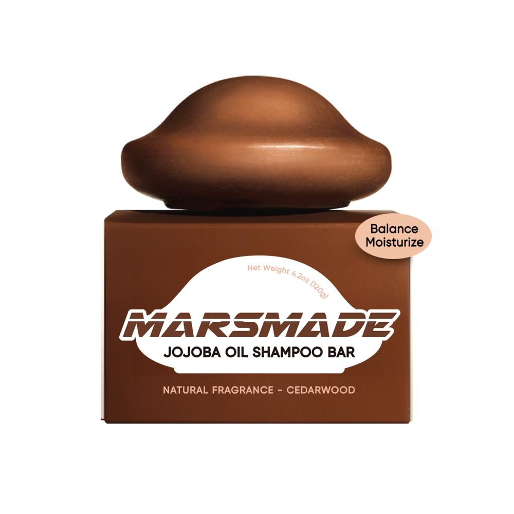 MARS MADE Jojoba Oil Shampoo Bar 2.0 - Hydrating & Moisturizing Natural Hair Soap for Excess Oil & Scalp Nourishment - Solid Shampoo for All Hair Types (120g, 4.23oz)