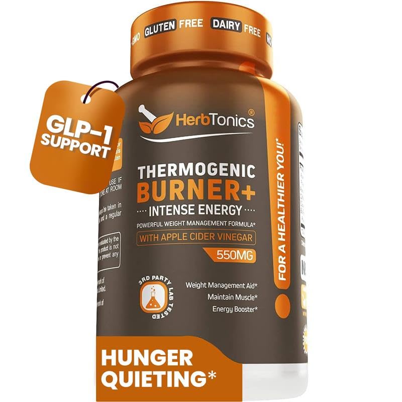 Herbtonics Thermogenic Fat Burner for Men & Women - Fast Acting Weight Loss Pills for Women, GLP-1 Supplement for Weight Loss - Appetite Suppressant & Metabolism Booster | 60 Veg Capsules