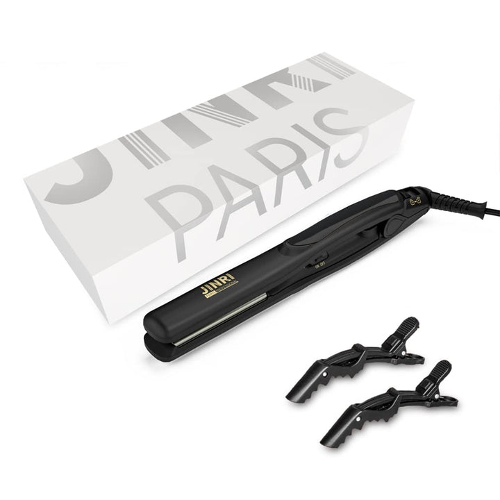 JINRI 0.8 Titanium Hair Straightener, Small Lightweight & Portable Flat Iron for Short Hair, Dual Voltage Straightening Iron, Travel Size, Black
