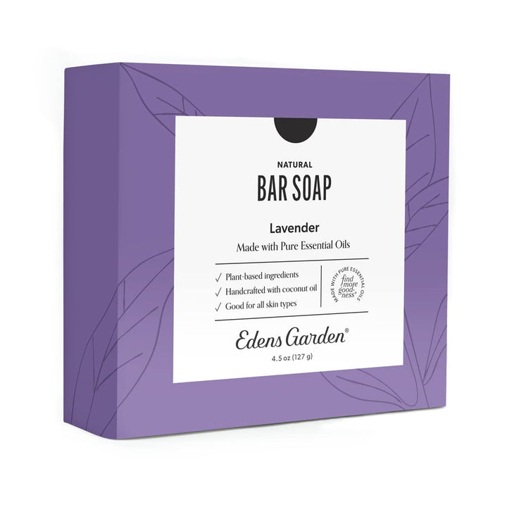 Edens Garden Lavender Bar Soap - Natural Cold-Processed with Pure Essential Oils for Hydrating, Moisturizing, & Calming Skin - Handmade Aromatherapy Gentle Bath Soap for Face & Body, 4.5 oz (127 g)