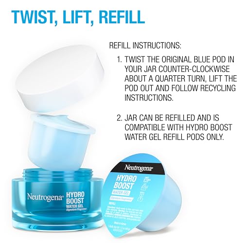 Neutrogena Hydro Boost Water Gel Face Moisturizer Starter Kit, includes Refillable Jar + Refill Pod, with Hyaluronic Acid for a Burst of Hydration & Dewy Skin, 1.7 oz Each