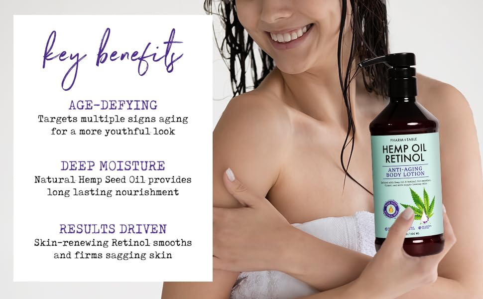 PHARM TO TABLE Hemp Oil Retinol Anti Aging Body Lotion 480ml