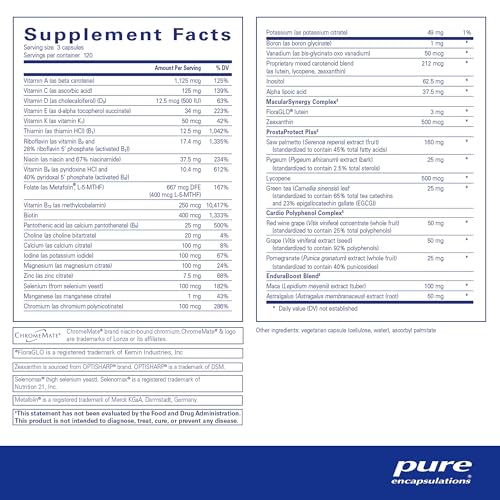 Pure Encapsulations Men's Nutrients - Multivitamin Mineral Supplement to Support Energy, Endurance & Stamina in Men Over 40* - with Vitamin D, Vitamin C & Trace Minerals - 360 Capsules