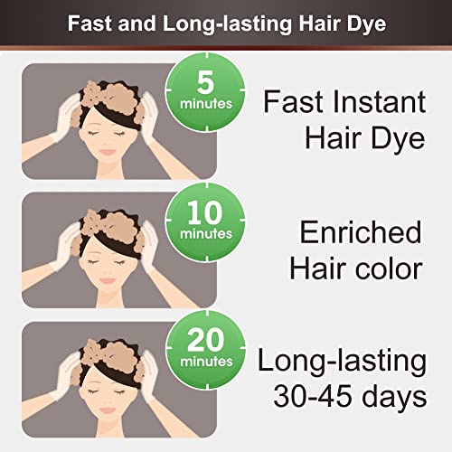 Joyful Young Natural Hair Dye 3 IN 1, Gray Hair Coverage, Color Shampoo for Women & Men, Vegan Ammonia Free (Light Brown)