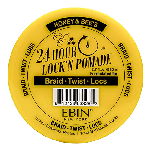 EBIN NEW YORK 24 HOUR LOCK'N POMADE Braid Formula Honey & Bee’s 2.7oz | Ideal for Braiding, Twisting, Edges | Extreme Firm Hold, High Shine | No Residue, No Flaking, Honey Scent