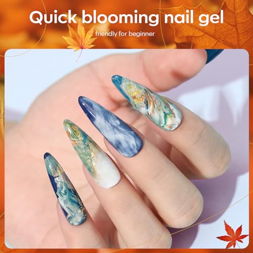 modelones Blooming Gel Nail Polish, 15 ml Clear Nail Art Accessories Stuff for Spreading Effects, Floral Print, Marble, Watercolor Design