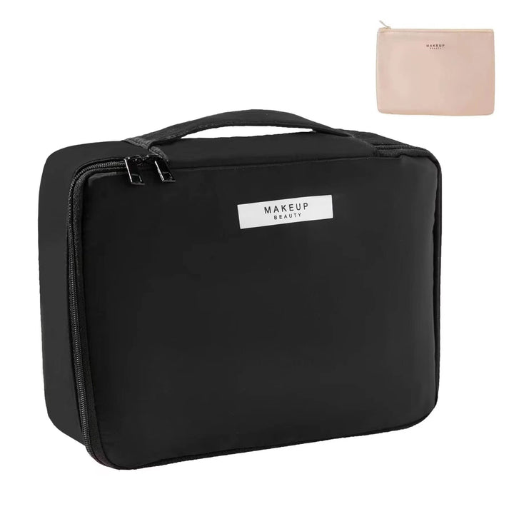 Queboom Travel Makeup Bag Cosmetic Bag Makeup Bag Toiletry bag for women and men (Black)