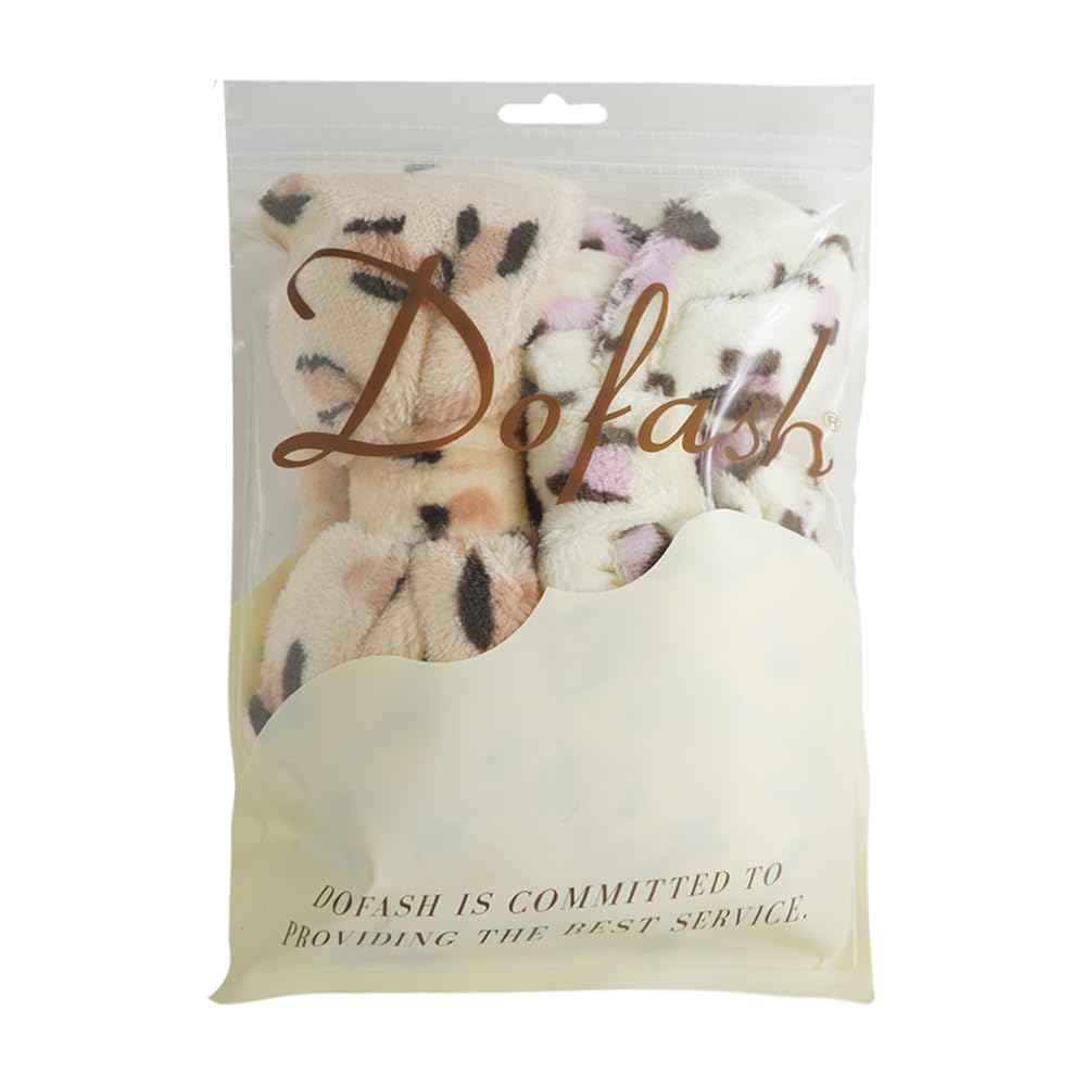 Leopard Grain Black And Pink: Dofash 2Pcs Bowknot Bow Makeup Cosmetic Shower Elastic Hair Band Hairlace Headband Swashing Face Shower Makeup Hairbands Beauty Cute Spa Headbands Fo