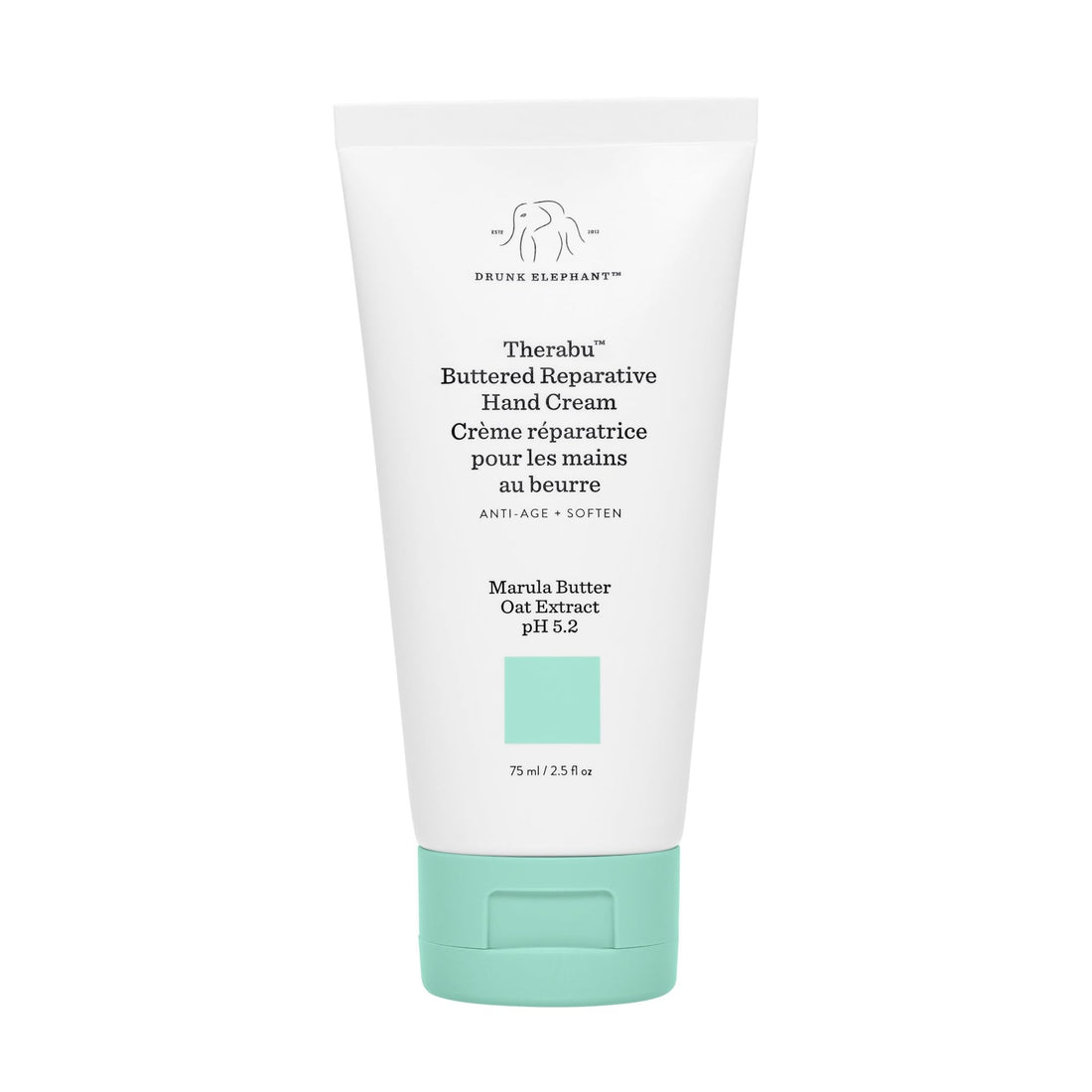 Drunk Elephant Therabu Buttered Reparative Hand Cream - 75 ml/2.5 fl oz - Hand Lotion - Clean Clinical Skincare - Cruelty-Free - Dermatologist-Tested - Free of Essential Oils, Silicones, and Fragrance