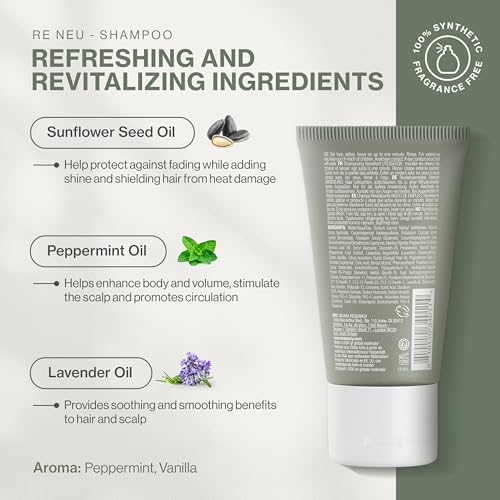 NEUMA Re Neu Shampoo 1 Fl. Oz. Revitalizing, Soothing & Gentle Cleansing Sulfate Free Shampoo, Peppermint & Vanilla Scent, Travel Size Shampoo