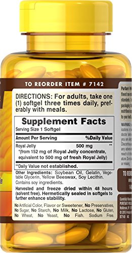 Puritan's Pride Royal Jelly 500 mg-120 Softgels (Packaging May Vary)