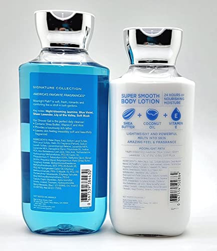 Bath and Body Works Signature Classics Pleasures Collection Body Lotion and Shower Gel Gift Set Men or Women (Moonlight Path)