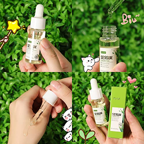 AKARY Green Tea Face Serum Moisturizing & Hyaluronic Acid Oil Control Skin Soothing Skincare Shrink Pores Serum, Natural Facial Serum for Skin Care Breakout Pimple Cutin Repair