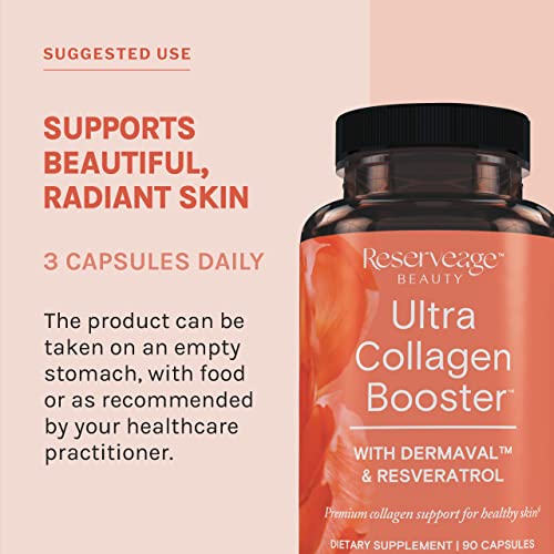 Reserveage Nutrition Ultra Collagen Booster, Skin Supplement, Supports Healthy Collagen Production, 90 Capsules