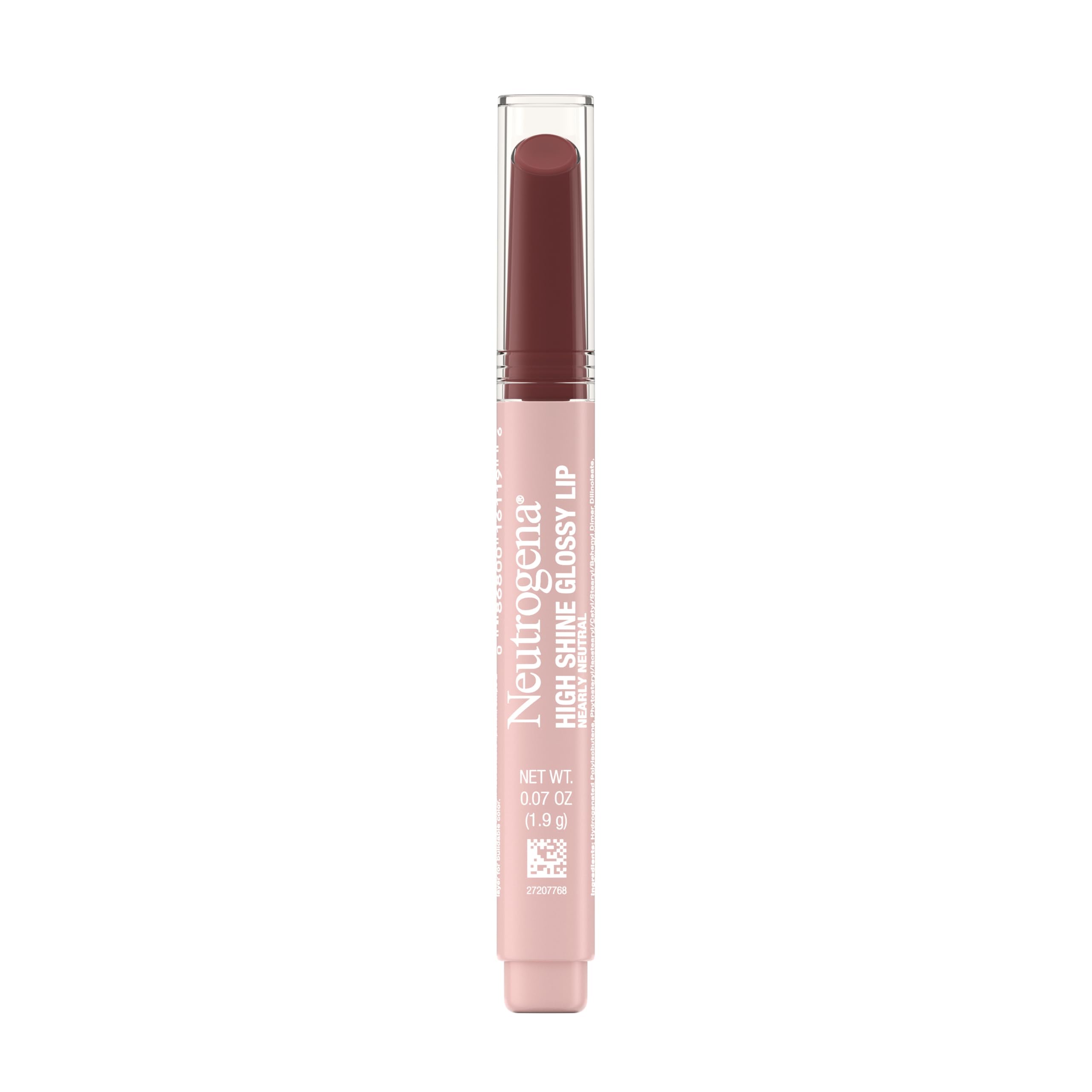 Neutrogena High Shine Glossy Lip with Maracuja Oil + Vitamins & Antioxidant Vitamin E, Nourishing Glossy Lip, Non-Retractable, Pigmented For Buildable Color, Nearly Neutral, 0.07 oz