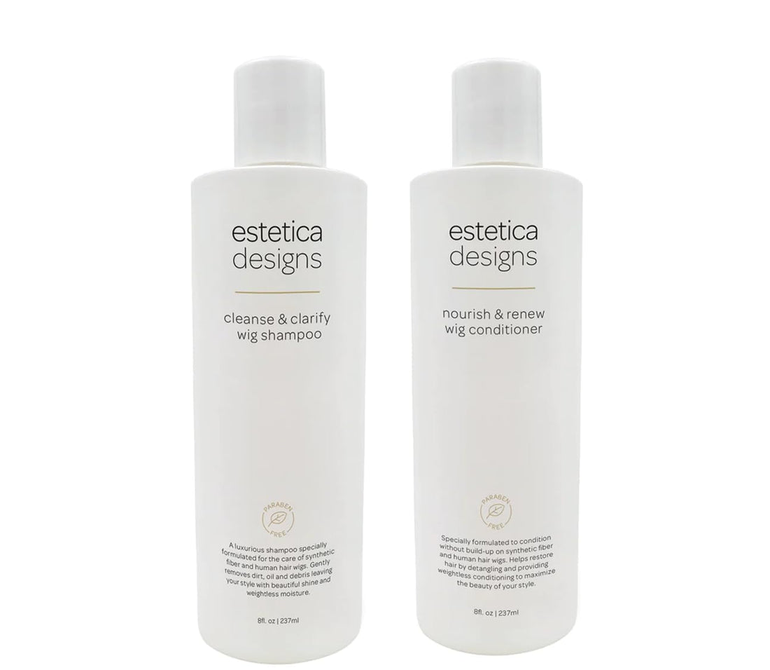 Estetica Designs Wig Shampoo & Conditioner Wig Cap Bundle Not Just Wigs Care Sheet