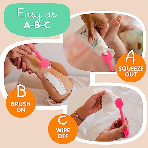 Bumco Baby Bum Brush + Mini Baby Diaper Cream Spatula with Case - BPA-Free Silicone Diaper Spatula with Suction Cup, Wipe-Clean, Mom-Invented Butt Paste Applicator (Pink & Pink)