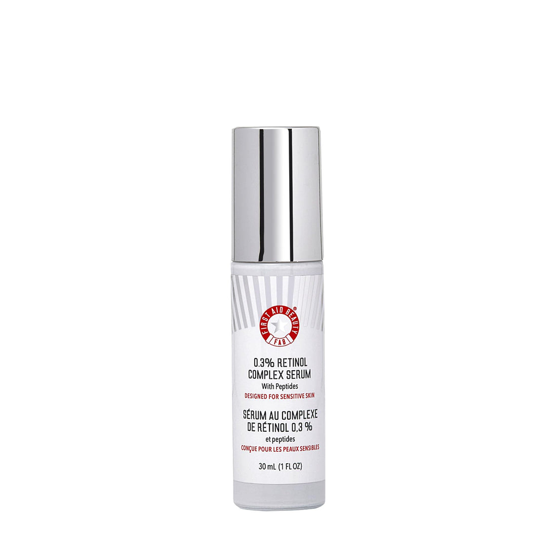 First Aid Beauty - 0.3% Retinol Complex Serum with Peptides, Designed for Sensitive Skin, Helps Visibly Improve Lines and Wrinkles with Less Irritation than Traditional Retinol, Non-Comedogenic, 1 oz