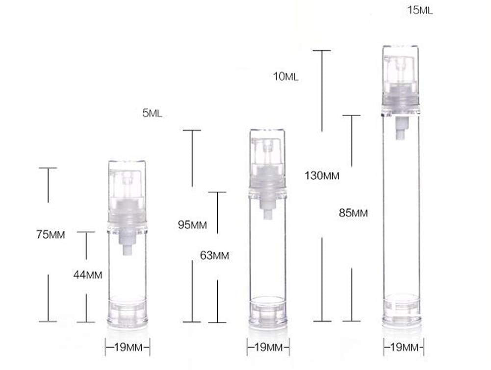 15 Pcs Clear Airless Lotion Pump Bottles Empty Cream Vacuum Bottles Cosmetic Containers Travel Press Pump Bottles For Foundations,serums,and more (10ml)