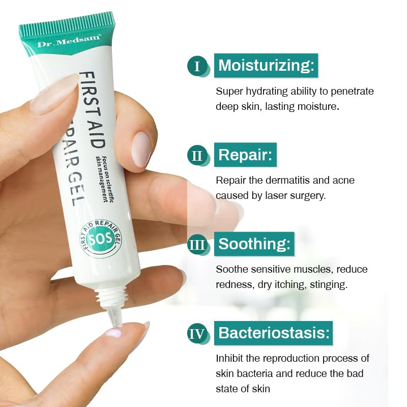 Dr.Medsam First Aid Repair Gel, Hydrogel First Aid Ointment for Sunburn, Dull Skin, Rough, Sensitive Fragile, Dry, Coarse Pore, Enhance Skin Tolerance Relieve Sensitive Redness 20g/0.7Oz