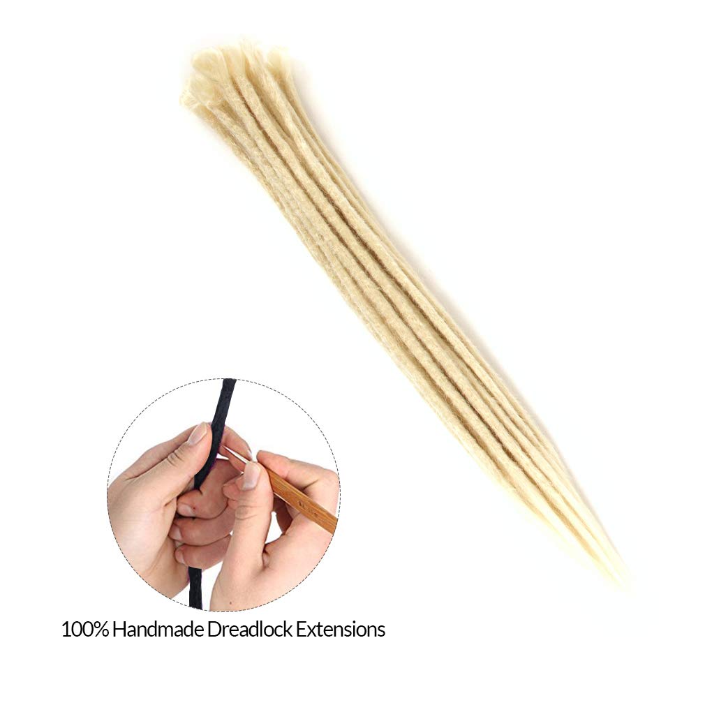 Aosome 20Strands Dreadlocks Extensions 100% Handmade Crochet Bleached Blonde Synthetic Hair Locs Extension Reggae Hair,20Inch