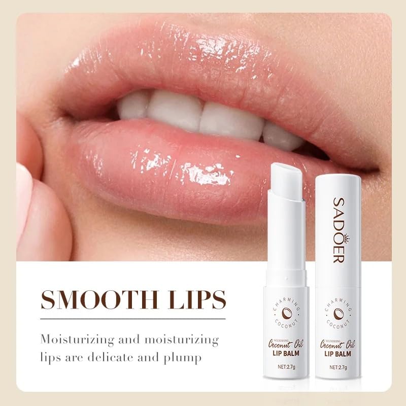 Sadoer Coconut Oil Lip Balm - Hydrating, Soothing, Long-Lasting Protection, All-Season Protection