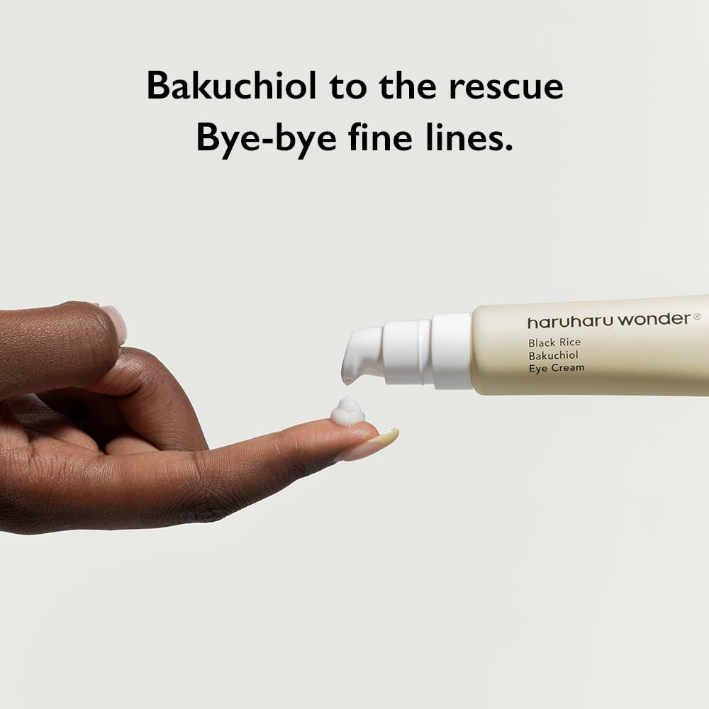 HARUHARU wonder Black Rice Bakuchiol Eye Cream, Smooths Fine Lines & Crow’s Feet, Reduces Puffiness & Dark Circles, Lightweight Day and Night Care (Duo Set)