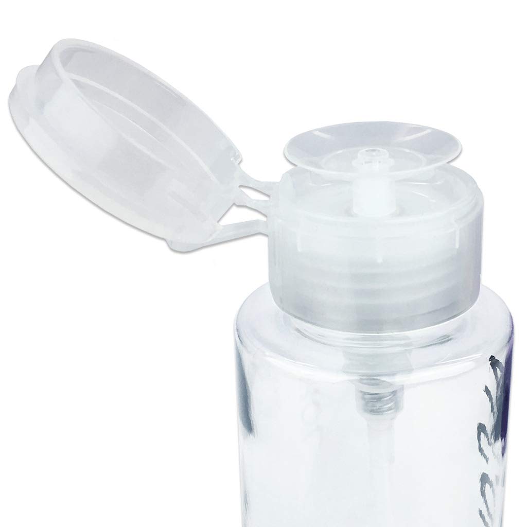Beauticom Push Down Alcohol Dispenser- Clear Bottle- Labeled - 6 Oz Bottle
