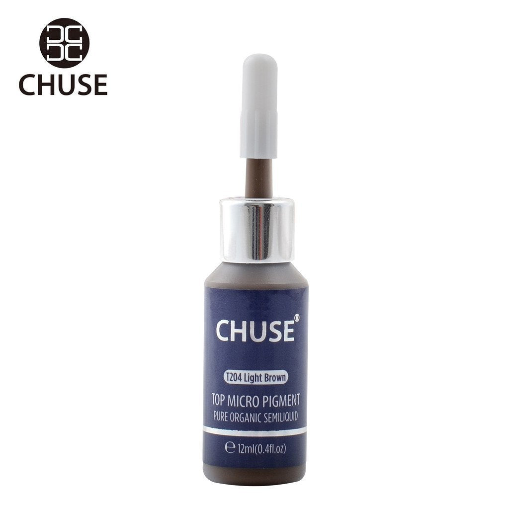 CHUSE T204 Light Brown Microblading Micro Pigment Permanent Makeup Tattoo Ink Cosmetic Color Passed SGS, DermaTest 12ml (0.4fl. oz)