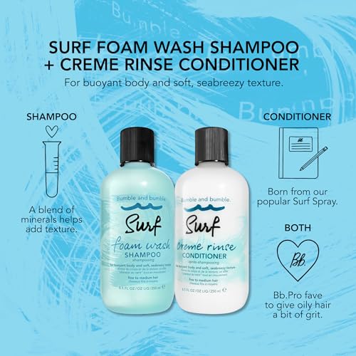 Bumble and bumble. Surf Foam Wash Texturizing Shampoo | For Seabreezy Texture | Volumizing | Wavy, Straight, 8.5 Fl Oz