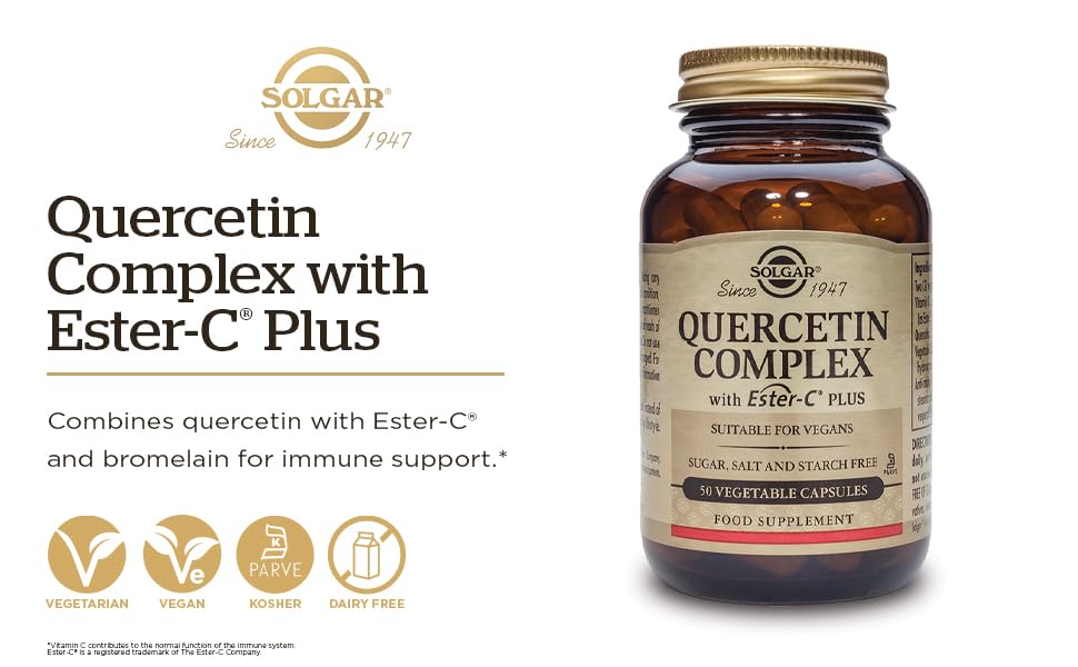 Solgar Quercetin Complex with Ester-C Plus, Unique Synergistic Formulat Immune Health Support, 100 Vegetable Capsules