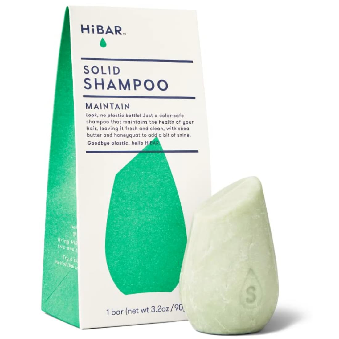 HiBAR Plastic-Free Shampoo Bar - Maintain for Normal or Oily Hair | All natural, no sulfates, phthalates, parabens, silicones or cruelty.