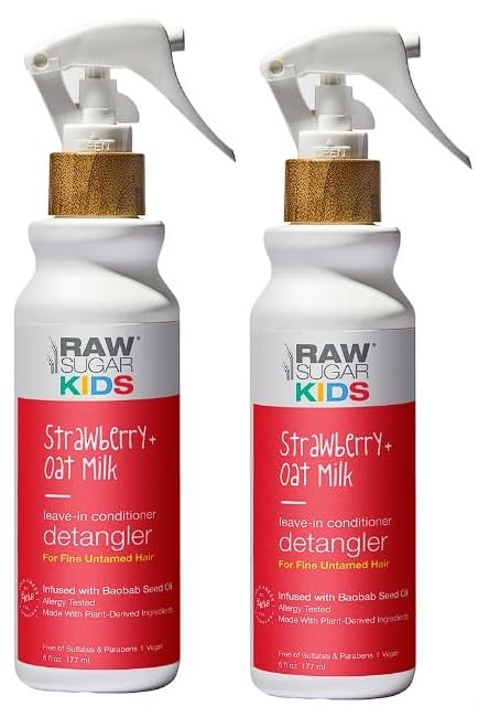 Generic Kids Leave-in Conditioner Detangler, Strawberry and Oat Milk, Detangle Hair for Your Little One Without the Tears 6 fl oz/177ml (Pack of 2), White