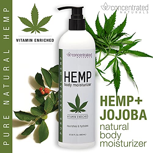 Concentrated Naturals Hemp Body Moisturizer w/Hempseed Oil and Jojoba | Vitamin Enriched | Nourishes & Hydrates 16 Fl Oz
