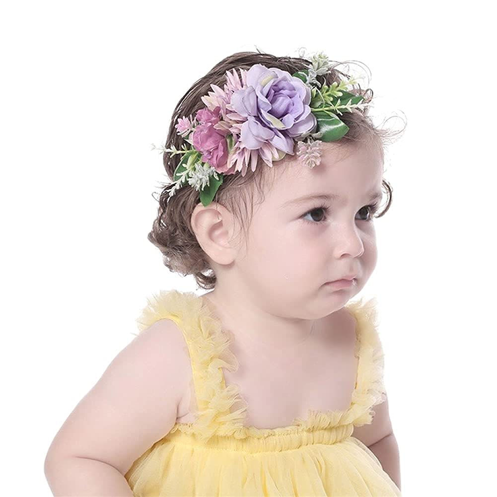 Cinaci 6 Pack Delicate Floral Rose Daisy Flower Super Stretchy Soft Nylon Headbands Hair Bands Accessories for Baby Girls Newborns Infants Toddlers Kids