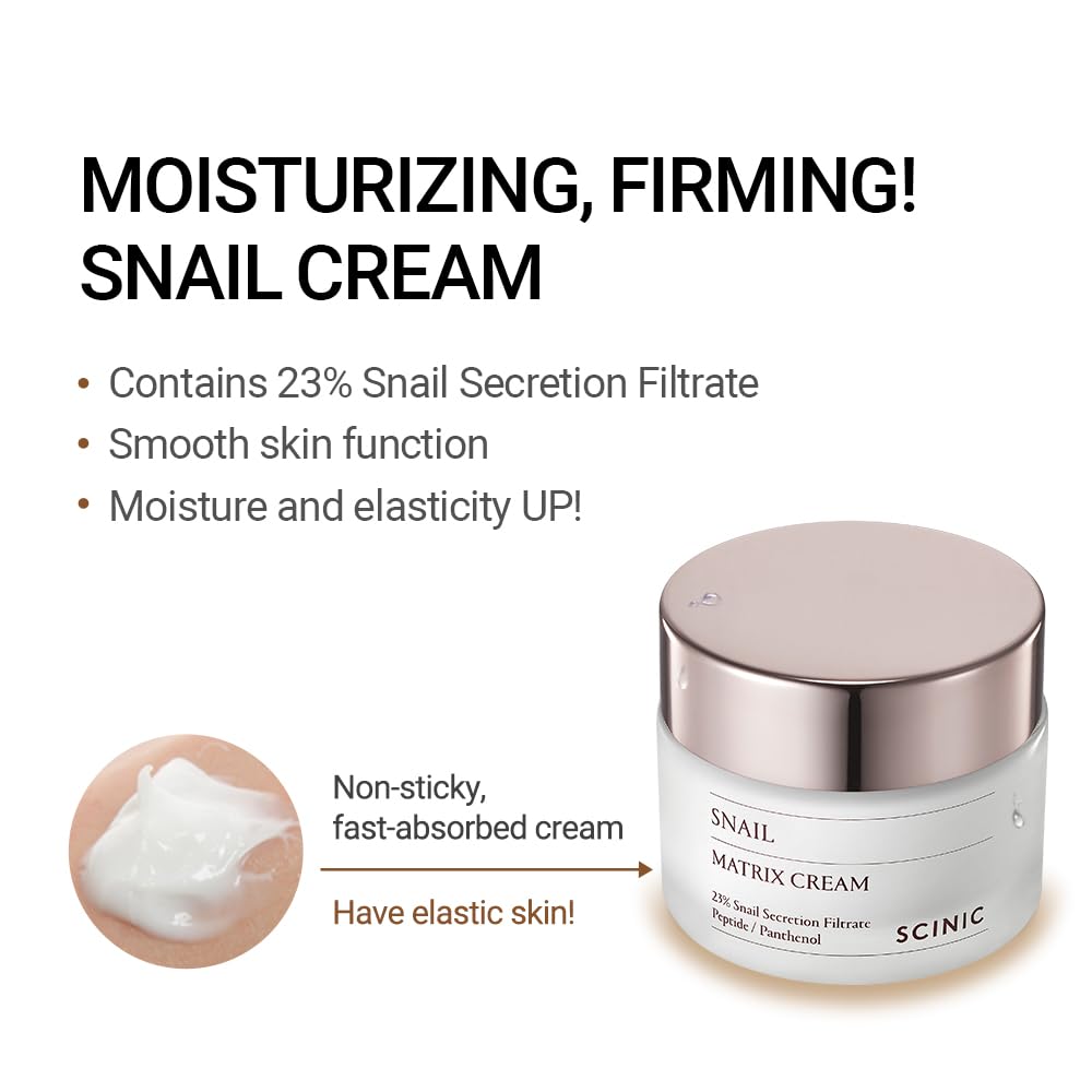 SCINIC Snail Matrix Cream All Skin Types Women Hypoallergenic Moisture (50ml) / high moisture, high elasticity, snail, nutrient-rich, korean cream