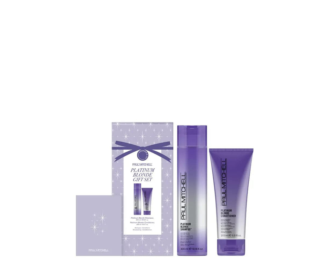 Paul Mitchell Platinum Blonde Gift Set, Purple Shampoo + Conditioner, For Brassy Hair