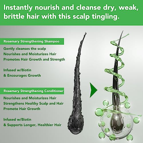 Rosemary Mint Shampoo and Conditioner set Infused with Biotin Promotes Hair Growth & Scalp Health, Strengthen Weak and Brittle Hair for All Hair Types