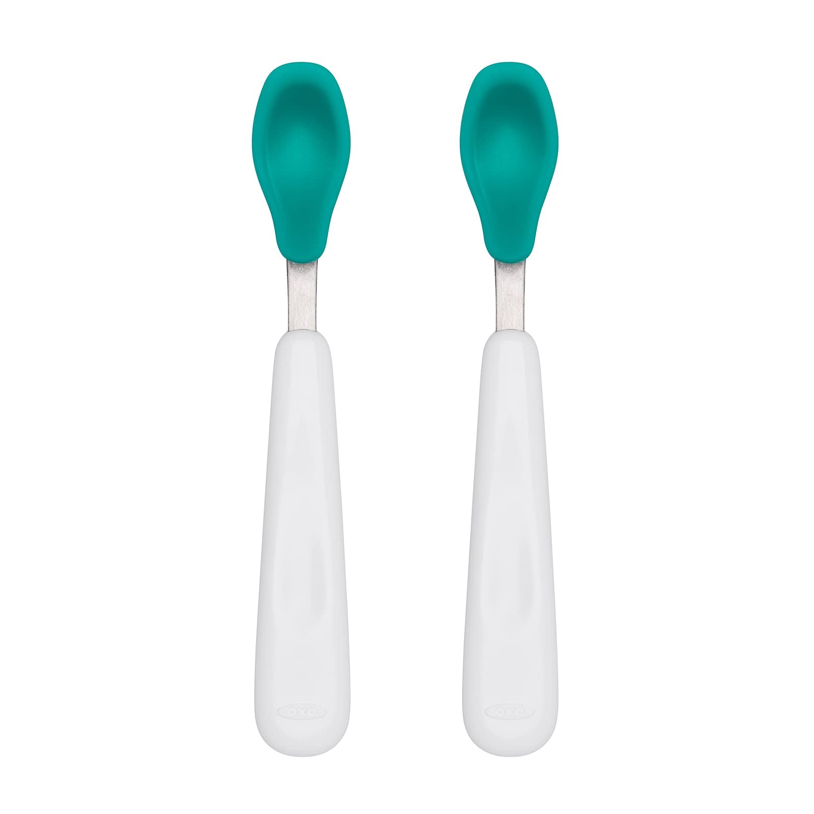 OXO Tot Feeding Spoon Set With Soft Silicone, Teal 6.3x0.8 Inch (Pack of 2)