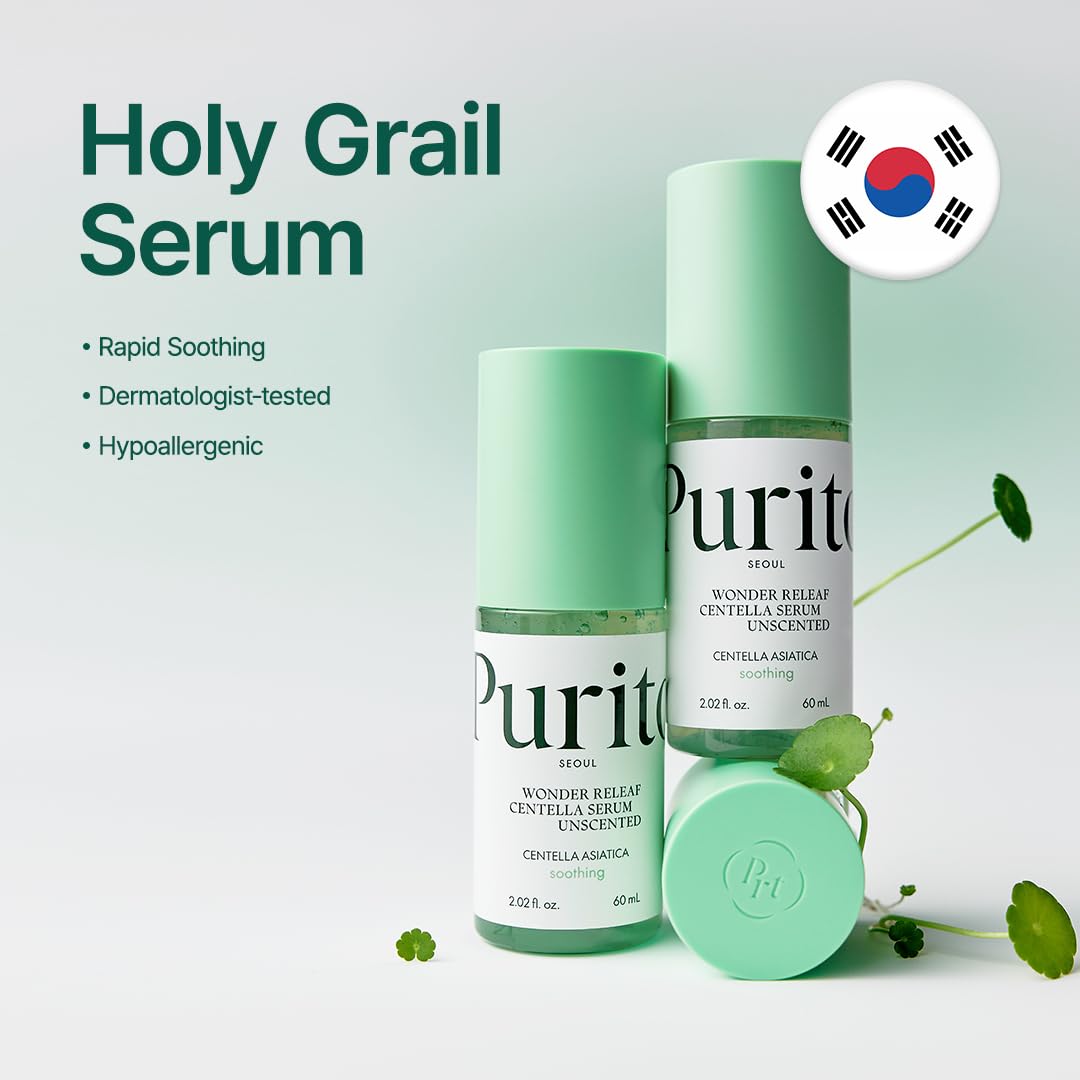 PURITO Centella Unscented Serum, Korean Centella, for All Skin Types, Ampoule, Soothing, Calming, Facial Serum for face, Vegan & Cruelty-Free, Korean Skin Care, 60ml 2fl.oz