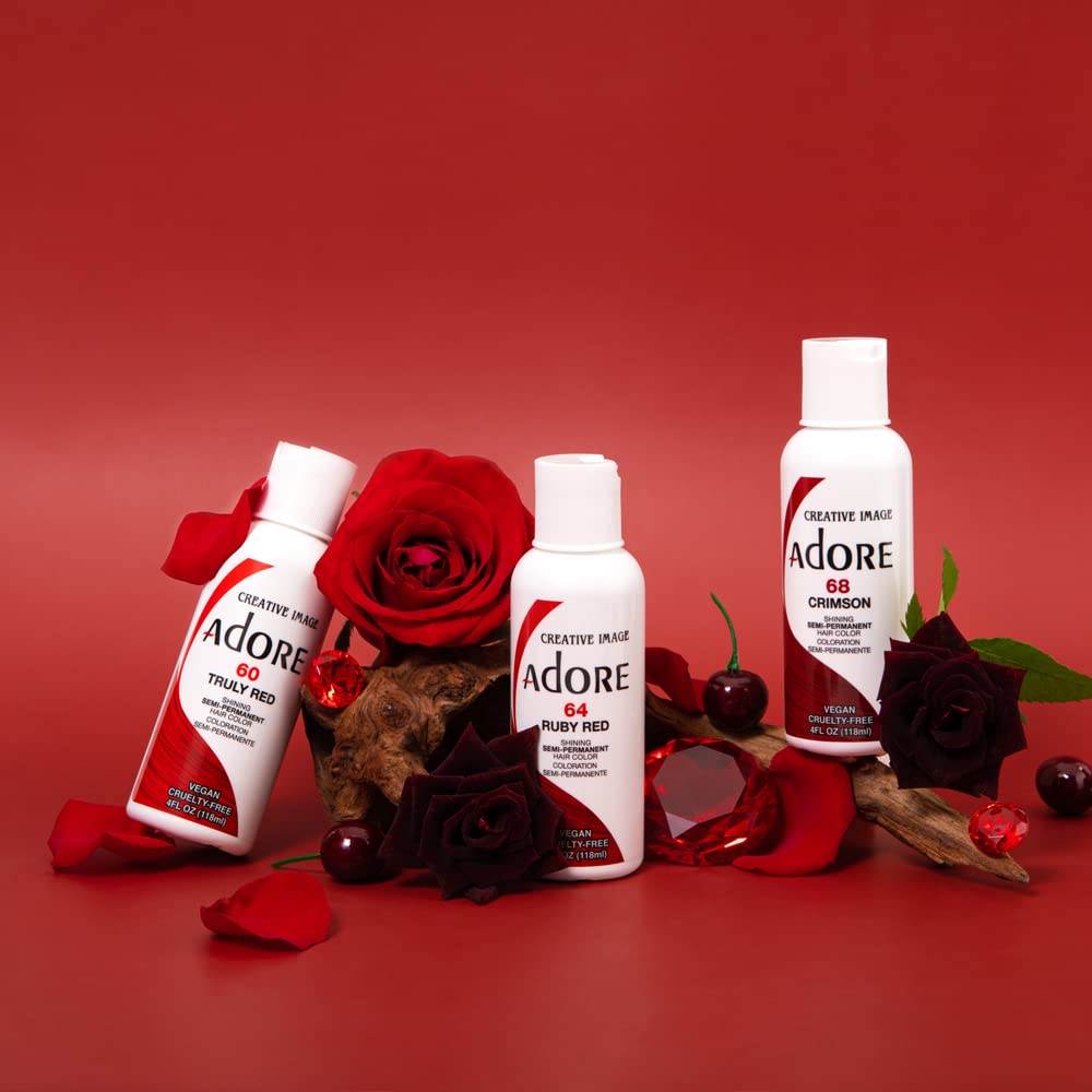 Adore Semi-Permanent Haircolor #060 Truly Red 4 Ounce (118ml) (2 Pack)