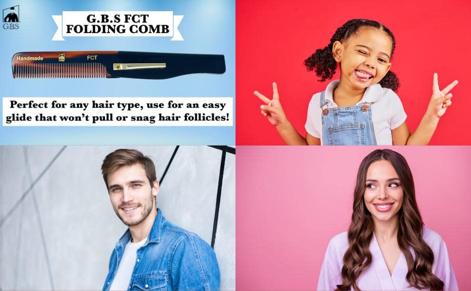G.B.S Handmade Folding Comb for Men and Women, FCT
