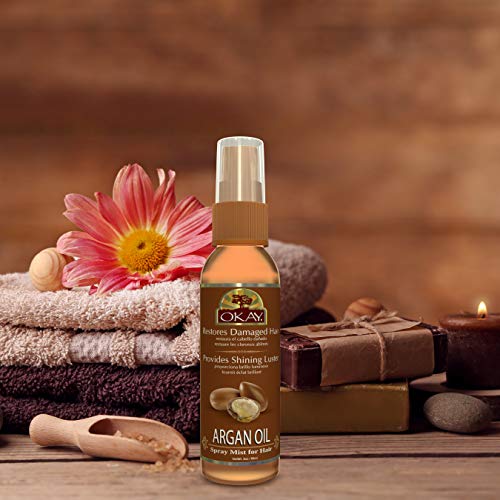 Argan Spray Mist Oil For Hair Helps Stop Roughness Of Hair Enhances Elasticity,Manageability&Shine Paraben Free For All Skin & Hair Types and Textures Made in USA 2oz