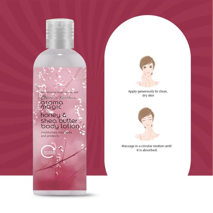Aroma Magic Honey & Shea Butter Body Lotion with SPF 25 | Long Lasting Nourishment | Protects from Sun Damage | Reveals Smooth & Supple Skin | 7.44 Fl Oz/220ml