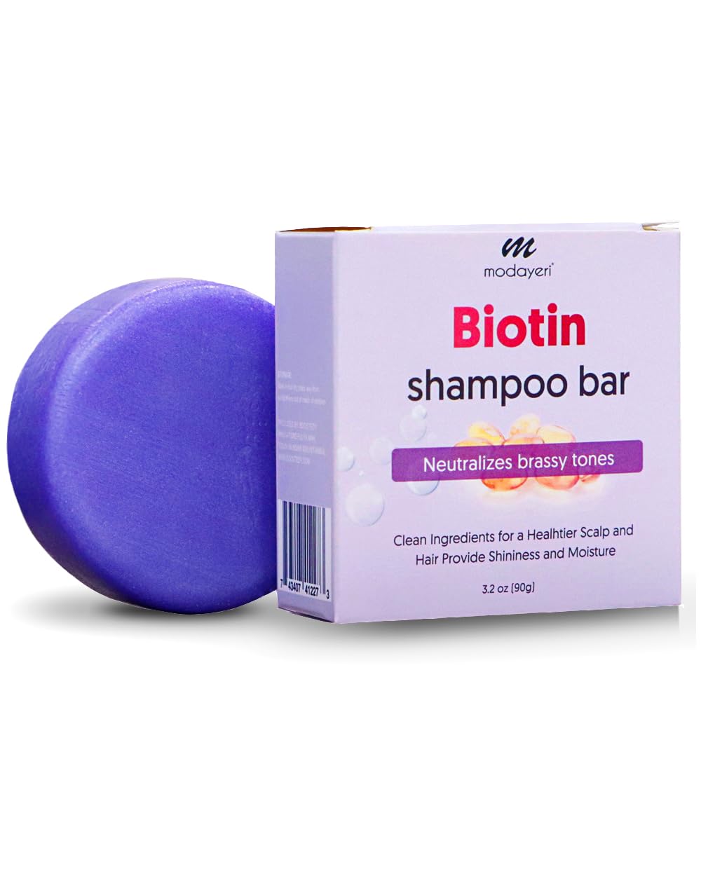 Biotin-Infused Purple Shampoo Bar for Blonde Hair - Natural Toning, Brightening and Strengthening Shampoo Blonde, Lightened & Gray Hair & Solid Hair Care for Silky, Radiant Locks, 3.2 oz