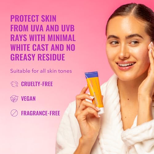 Good Molecules Sheer Mineral Sunscreen SPF 30 Minimal Whitecast Zinc Oxide Sunscreen with Hyaluronic Acid, Reef-Safe, UVA/UVB Protection - Skincare for Face