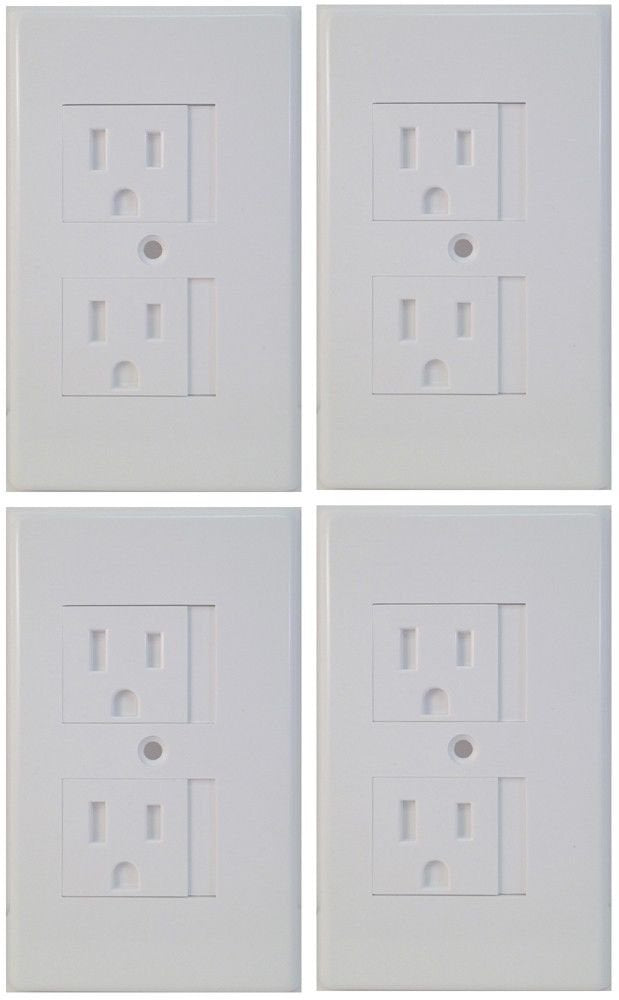 4 Pack Mommy's Helper Safe Plate Sliding Safety Outlet Cover 1 or 2 Screws (Std 4, White)