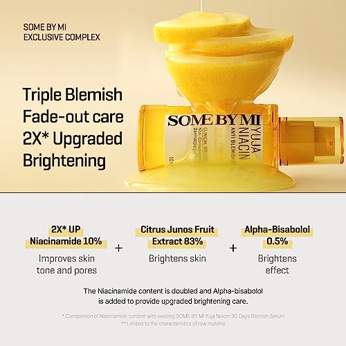 SOME BY MI Yuja Niacin Anti Blemish Serum - 1.69Oz, 50ml - 10% Niacinamide and Vitamin C Dark Spot Correcting Serum for Face Brightening - Skin Pigmentation Care for Glow Glass Skin - Korean Skin Care