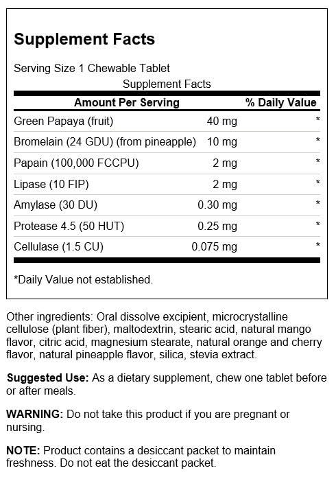 Swanson Chewable Papaya Plus 90 Chwbls Enzyme