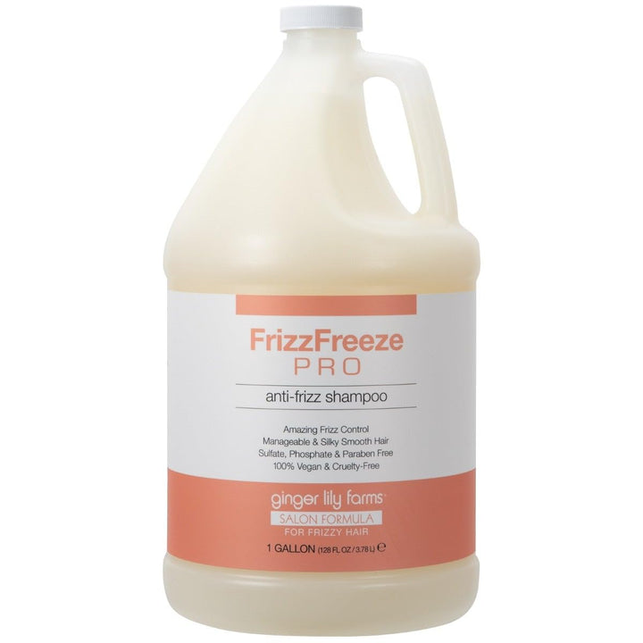 Ginger Lily Farms Salon Formula FrizzFreeze Pro Anti-Frizz Shampoo for Frizzy Hair, 100% Vegan & Cruelty-Free, 1 Gallon (128 fl oz) Refill